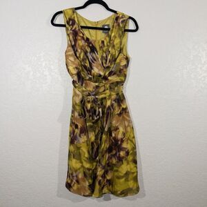 New Quillaree x BHLDN Anthropologie‎ Yellow Floral  Linen Blend Dress 6